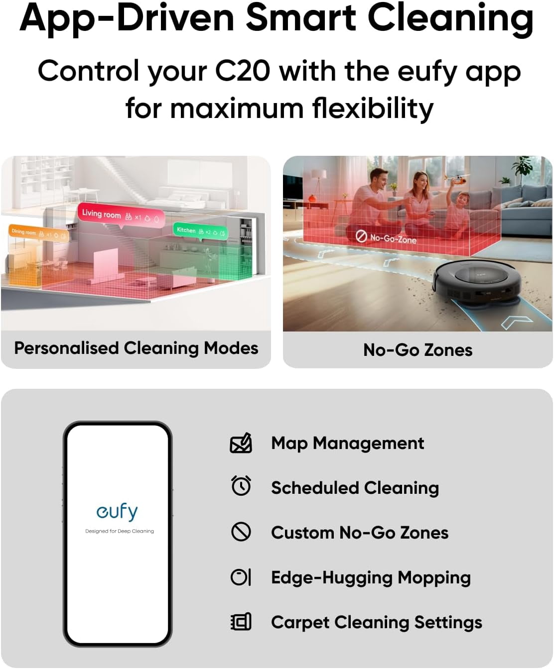 eufy Robot Vacuum Omni C20, 7,000 Pa, 60 Days Self Emptying, Auto Mop Washing, Auto Drying, 3.35" Ultra Slim, Transparent Tanks, Robot Vacuum and Mop Combo