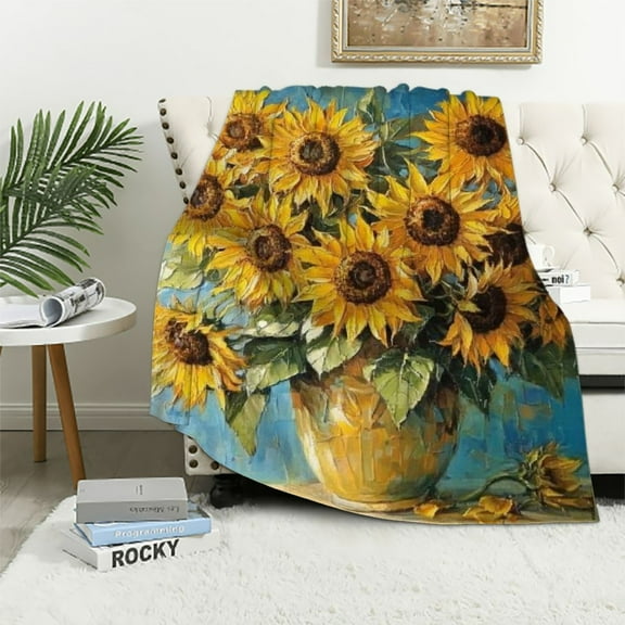 BCIIG Sunflowers Warm Lightweight Blanket Soft Fleece Throw Blanket Living Rooms Sofa Decor All Seasons Exquisite Gifts 40x50in