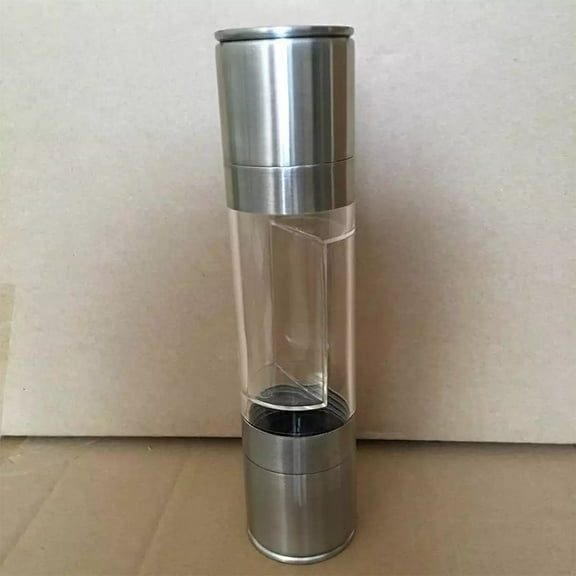 WHAMVOX Stainless Steel Double Head Pepper Mill for Grinding Pepper Easy to Use and Clean Silver