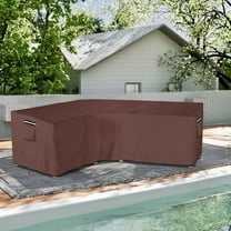 L-Shaped Sectional Sofa Cover - Premium Left-Facing Waterproof Outdoor Furniture Protector - Heavy Duty Brown Patio Couch Cover with Non-Slip Base & Storage Bag