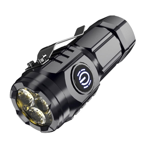 CAIROYAR Linterna de bolsillo ultra potente con 3 ojos, recargable, resistente al agua, B9US