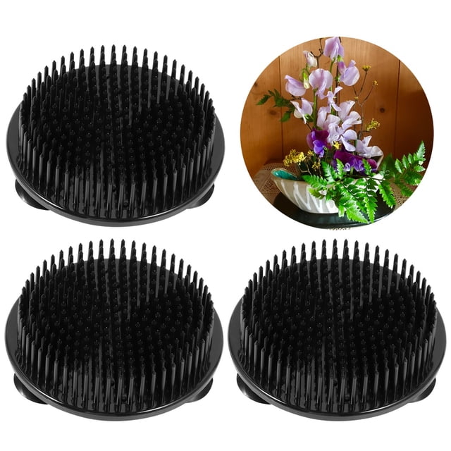 3 piezas de ranas de flores para arreglos florales Ikebana, soportes redondos transparentes para arreglos florales de 2.75 pulgadas de profundidad con ventosas, ranas florales japonesas para arreglos