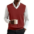 thumbnail image 2 of Huankd Men’s Knit Sweater Vest V Neck Relaxed Fit Sleeveless Pullovers Red S, 2 of 6