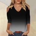 thumbnail image 4 of Womens Tops 3/4 Length Sleeve Tops Neck Casual Print Tunic T Shirts Three Quarter Length Tops Blouses For Women, 4 of 7