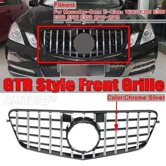 W212 GT Grill For GTR Car Front Bumper Grille For Mercedes For Benz E Class W212 E200 E300 E350 E500 E550 2010- 2013 Body Kit