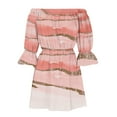 thumbnail image 4 of USSUMA Mini Summer Dresses for Women Casual Bell Sleeve Elastic Waist Short Swing Sundresses Trendy Plus Size Tie-dye Off Shoulder Sun Dress Female Beach Party Vacation, 4 of 5