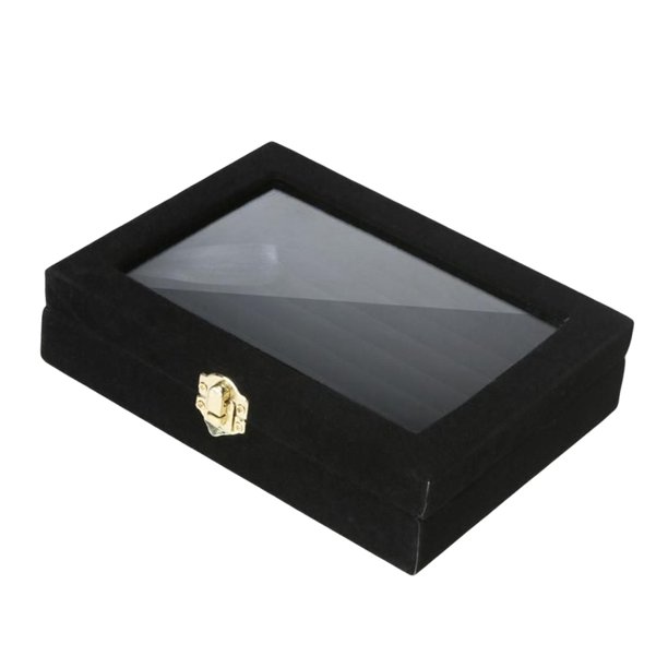 Caja de Bandeja para exhibición de anillos jinwen regalos con tapa transparente soporte para pendientes apilable negro