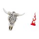 thumbnail image 5 of Escultura de pared de resina con forma de cabeza de toro, diseño abstracto de fuego, adorno de estatua, material de resina único, ideal para sala de e, 5 of 8