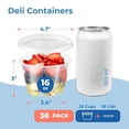 thumbnail image 6 of Fit Meal Prep 36 Pack 16 oz Deli Containers with Lids, Leakproof Quart Containers with Lids, Clear Plastic Food Storage Container with Lid, Microwave Freezer Safe Meal Prep Container, 6 of 7