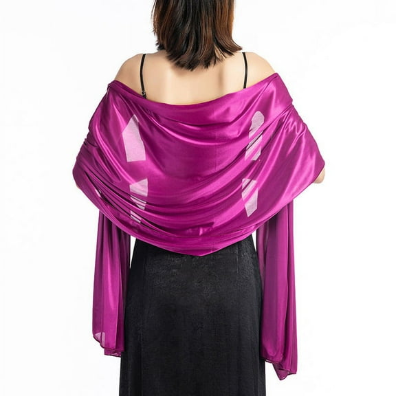 suxuMhao Satin Shawl, Lightweight Long Scarf, 78.7×27.5 Inches, 1 Piece, Formal Evening Shawl for Prom Party, Purple, Elegant Formal Shawl for Special Occasions