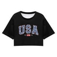 thumbnail image 4 of Patriotic Shirts 4th of July T Shirts for Women Letter Print Half Sleeve Summer Cropped Casual Independence Day Tops Black L, 4 of 4