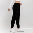 thumbnail image 5 of FRSASU Women's Cozy Velvet Pants Elastic Waist Casual Outdoor Jogger Sweatpants Solid Color Fashion Workout Trousers Black, 5 of 6