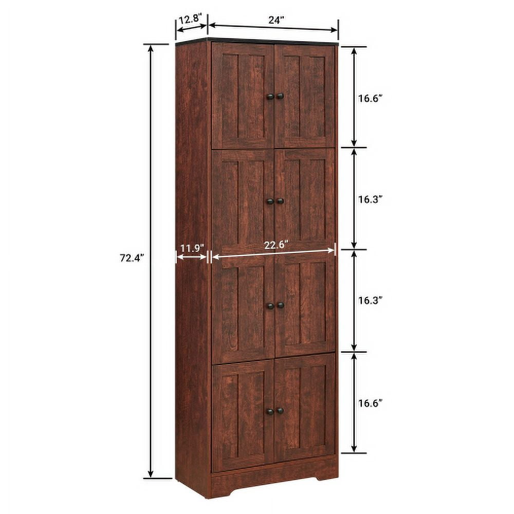 Jaodemo Kitchen Pantry Cabinet, Brown, 12.8''