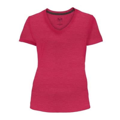 Playera Fruit Of The Loom para Mujer, Cuello V Manga Corta Rosa Jaspe Talla M