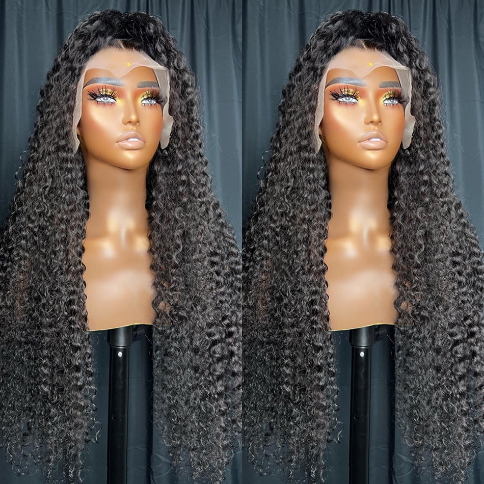 Deep Wave Frontal Wigs Human Hair 13x6 Deep Curly HD Transparent Lace Front Wigs For Women 200% Density Lace Wigs Pre Plucked with Baby Hair