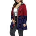 thumbnail image 3 of DYMADE Women Plus Size Contrast Stitching Long Sleeve Hooded Tunic Trench Coat, 3 of 6