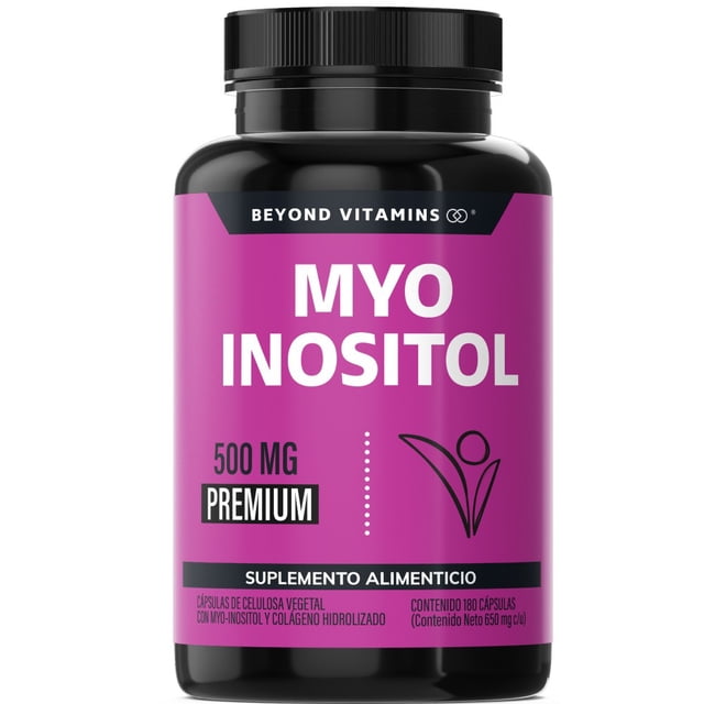 Myo Inositol 500 Mg Por Cápsula Con Colágeno Hidrolizado Polvo | Inositol Polvo - Mayo Inositol - Woman Suplemento Alimenticio Vegano Beyond Vitamins - Vitaminas Mujer / Hombre - (180 Cápsulas)
