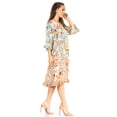 thumbnail image 3 of Sakkas Cocktail Full Sleeve V Neck Floral Printed Midi Dress (Women's), 3 of 5