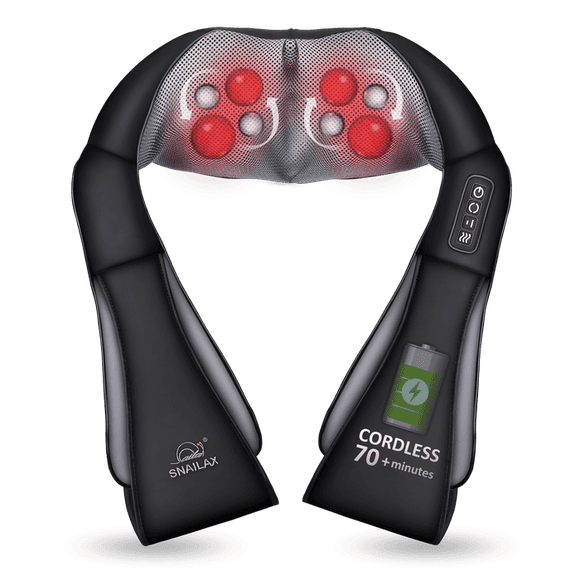 Snailax Masseur de Cou et Dos Sans Fil - Masseur Shiatsu pour Cou et Épaules avec Chaleur
