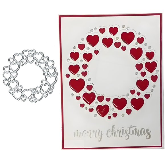 Troqueles metálicos Lauboruan marco circular de corazones y amor 10 cm