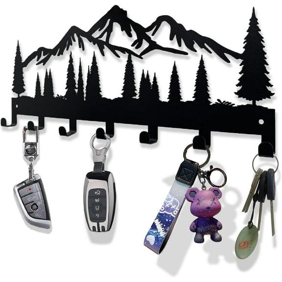 Key Holder for Wall, Metal Key Holder Hooks Rack for Entryway, Mountain Shape Key Organizer Wall Decorative with 7 Hooks
