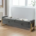 thumbnail image 3 of Aemeios 67" Velvet Storage Bench for Bedroom End of Bed with Double Lids Storage and Gold Legs, Dark Gray, 3 of 9