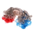 thumbnail image 4 of Peluca de cabellero de fibra sintética con gorra, peluca de cola doble roja azul para 1/6 BJD Baoblaze Peluca de muñecas Blythe, 4 of 8