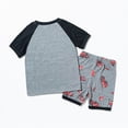 thumbnail image 5 of TOWED22 Toddler Baby Boy Summer Clothes Tree/Duck/Shark Short Sleeve Embroidery T-shirt Striped Shorts Set 2 Piece Outfit Grey,3-4 Y, 5 of 9