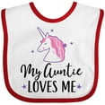 thumbnail image 3 of Inktastic My Auntie Loves Me Unicorn Girls Baby Bib, 3 of 4