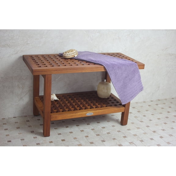 The Original 30" Grate™ Teak Shower Bench with Shelf