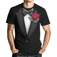 thumbnail image 2 of GHUALURU Men's Funny Tuxedo Graphic T-Shirt with Rose, Black Formal Suit Print Novelty Tee for Wedding Party Prom Costume，Black3，S, 2 of 6