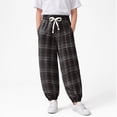 thumbnail image 2 of 11-12T Toddler Boys Girls Plaid Jogger Pants, Kids Drawstring Elastic Waist Retro Lantern Trousers with Side Pockets, Loose Casual Bottoms for 6-24 Months 2T 3T 4T 5T 6T 7T 8T Children,Brown, 2 of 7