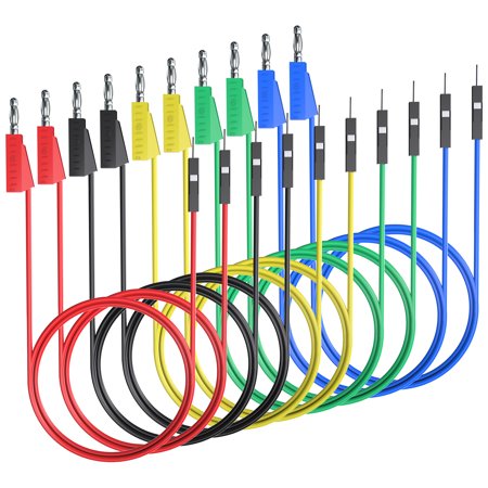 ELECTCHN Stackable Banana Plug to Breadboard Male Jumper Wires Soft Flexible Silicone Test Leads for Electrical Testing