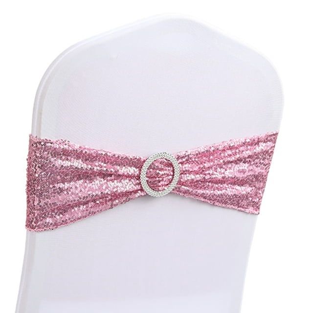 10 Uds. Fajas para sillas, bandas elásticas de LICRA con lentejuelas, decoración de lazos decorativos para decoración de fundas para sillas de casa, fiesta de boda
