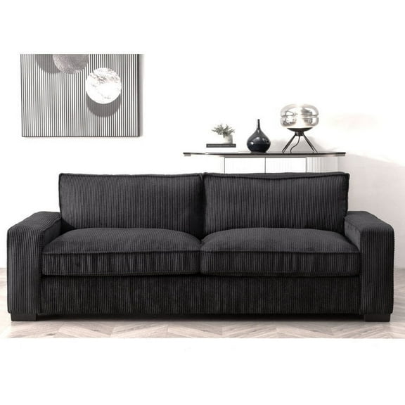 US Pride Furniture Modern Corduroy Spacious Standard 79.5 in Sofa with Cushions, Black
