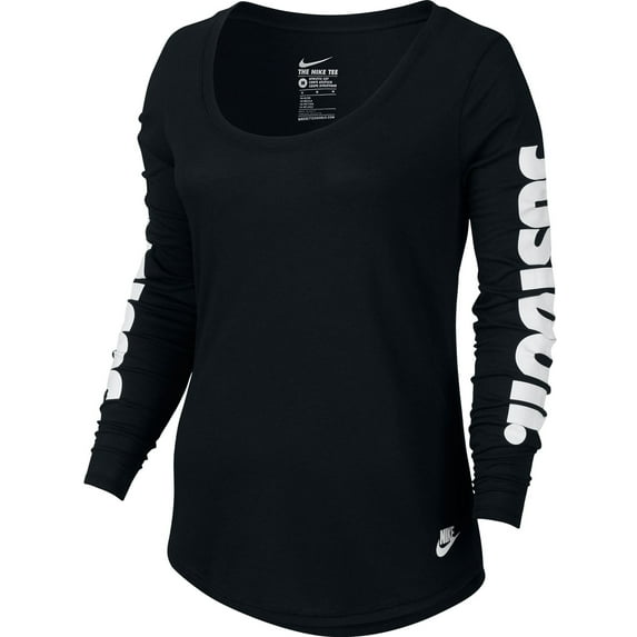 Nike Women's Just Do it Long Sleeve T-Shirt Black 804092-010 (Size M)