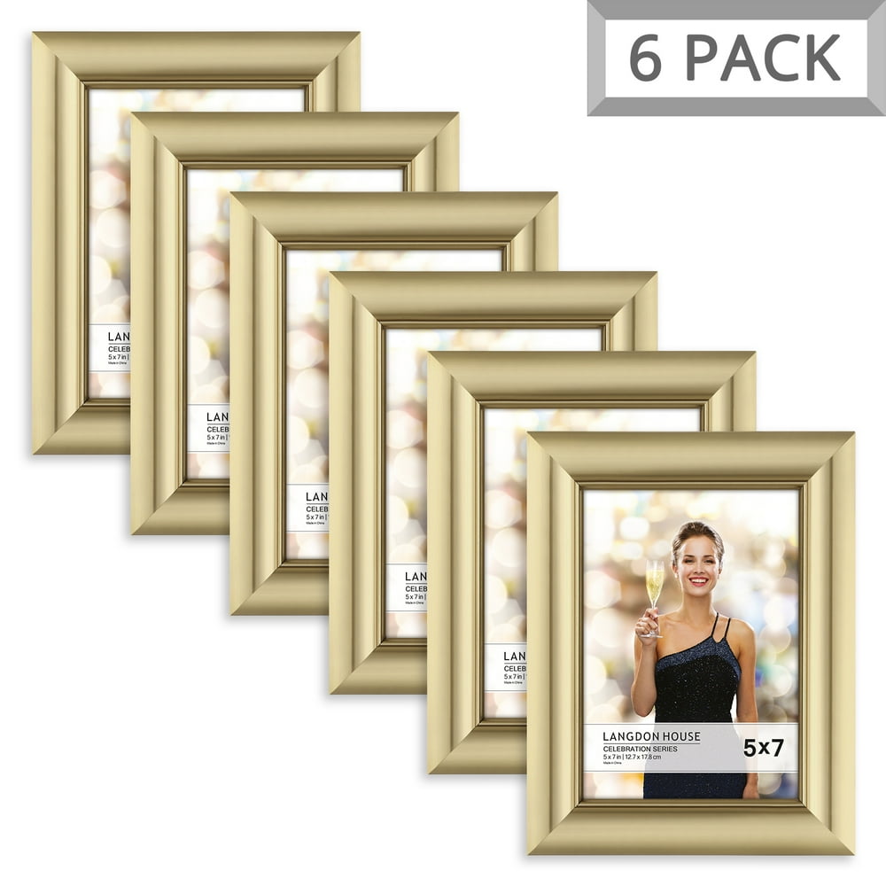 Langdon House 5x7 Gold Picture Frame, Glam Style, 6 Pack, Celebration
