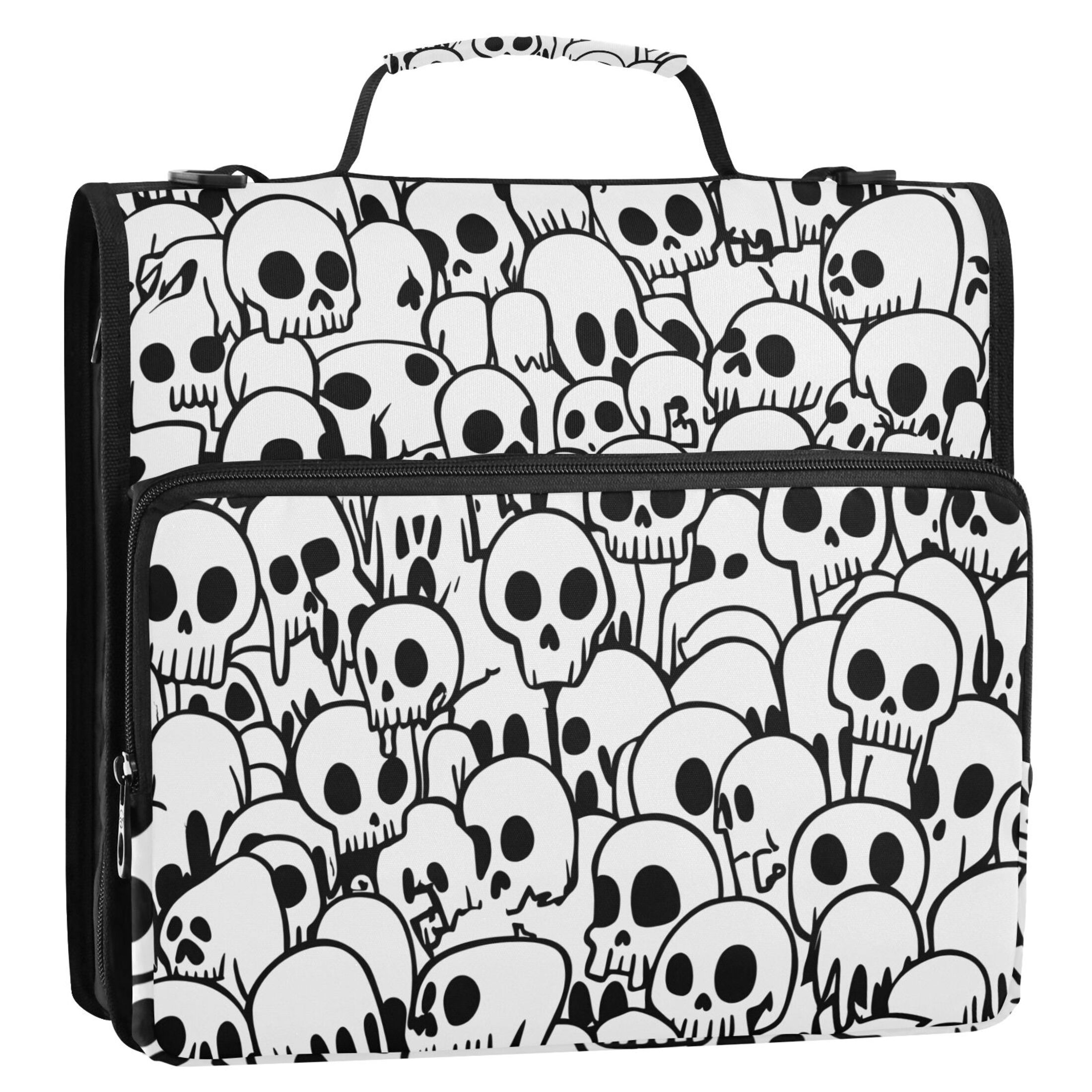 ALAZA Zipper Binder Skulls 3 Ring Trapper Keeper File Folder Organizer Bag