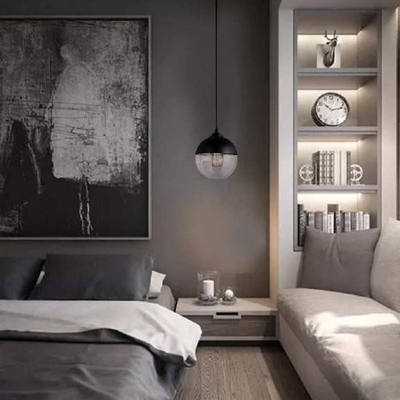 1 - Light Single Globe Glass Pendant Light,Modern Glass Hanging Light Chandelier Light