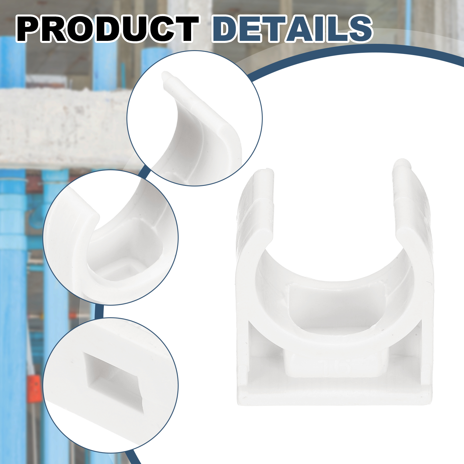 Uxcell 100pcs 5/8" (16mm) U-Shaped Water Pipe Clamps Clips for TV Trays, White