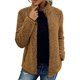 thumbnail image 2 of Abrigo de Piel Sintética para Mujer, Larga, Cuello Alto, Cremallera, Forro , Informal, Moderno Caqui XXL, 2 of 6