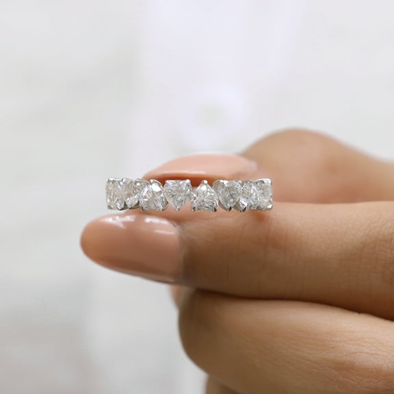 VINSON Heart Shape Moissanite Diamond Wedding Band for Women - 2.2 Ct Moissanite Diamond Wedding Ring - Half Eternity Wedding Anniversary Gifts for Her