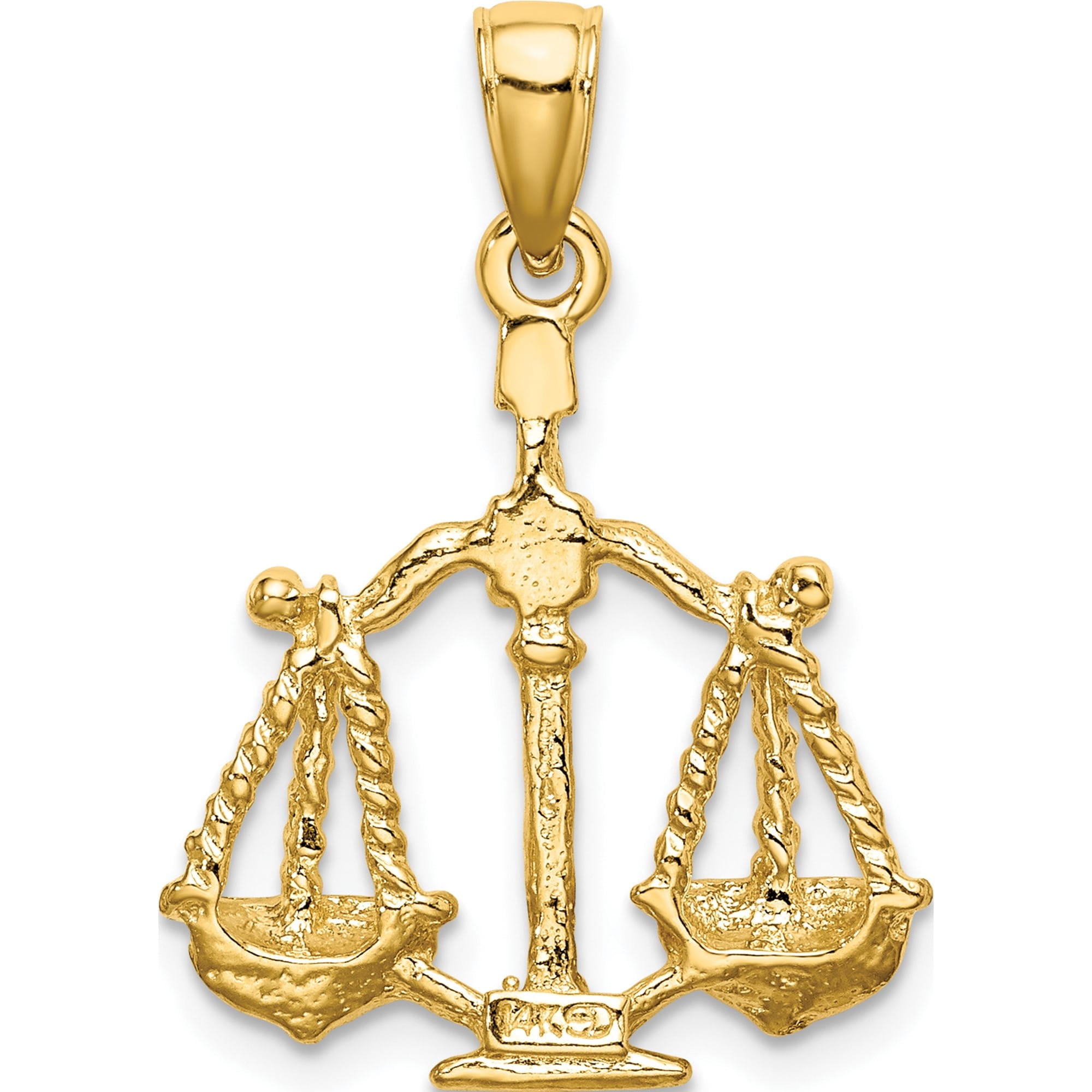 14k Large Libra Zodiac Charm Yellow Gold Solid Sparkling Bold Heirloom An unforgettable keepsake to treasure forever