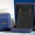 thumbnail image 5 of Gem Stone King 10K Yellow Gold Red Created Ruby and Blue Created Sapphire Hoop Earrings for Women | 0.90 Cttw | Gemstone July Birthstone | Round 4MM, 5 of 6