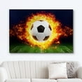 thumbnail image 2 of wall26 Canvas Wall Art Print Set Blazing Fire Soccer Ball on The Field Sports Athletes Digital Art Modern Art Modern Scenic Colorful Fun Ultra for Living Room, Bedroom, Office - 32"x48", 2 of 5