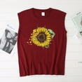 thumbnail image 3 of Pompotops Mode T-shirt Décontracté Sans Manches à Col Rond Imprimé Lettre pour Femmes Été, 3 of 4