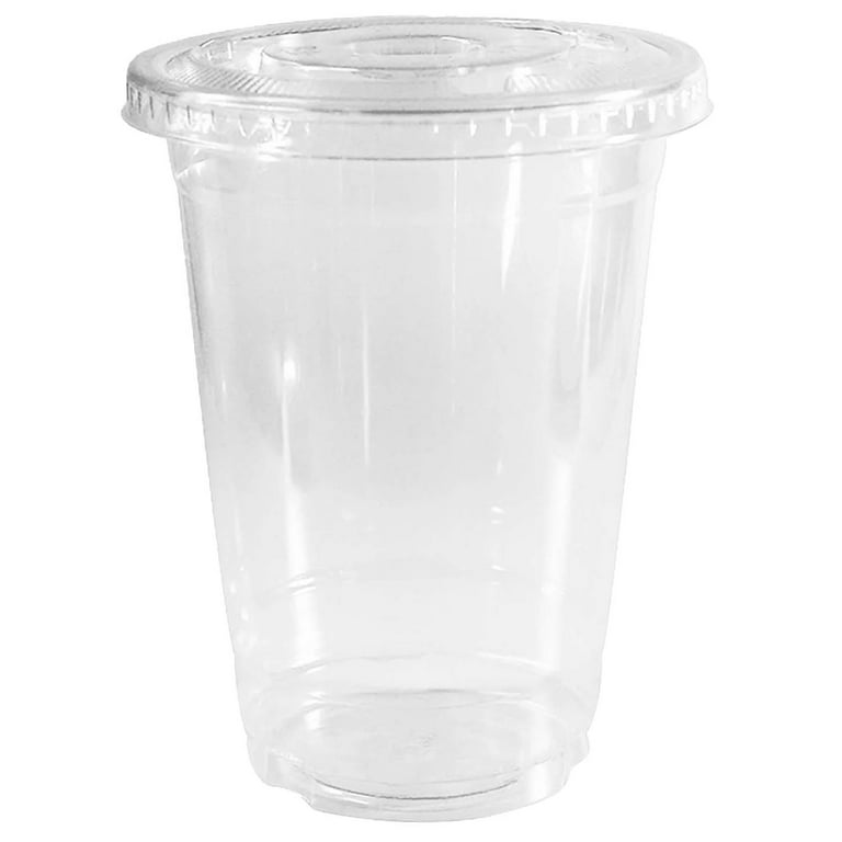 Clear Plastic Cups with Lids, 20 oz, 100 Pack, PET Cold Smoothie Cups, Iced  Coffee Cups, Disposable Cups with Lids, To Go Cups