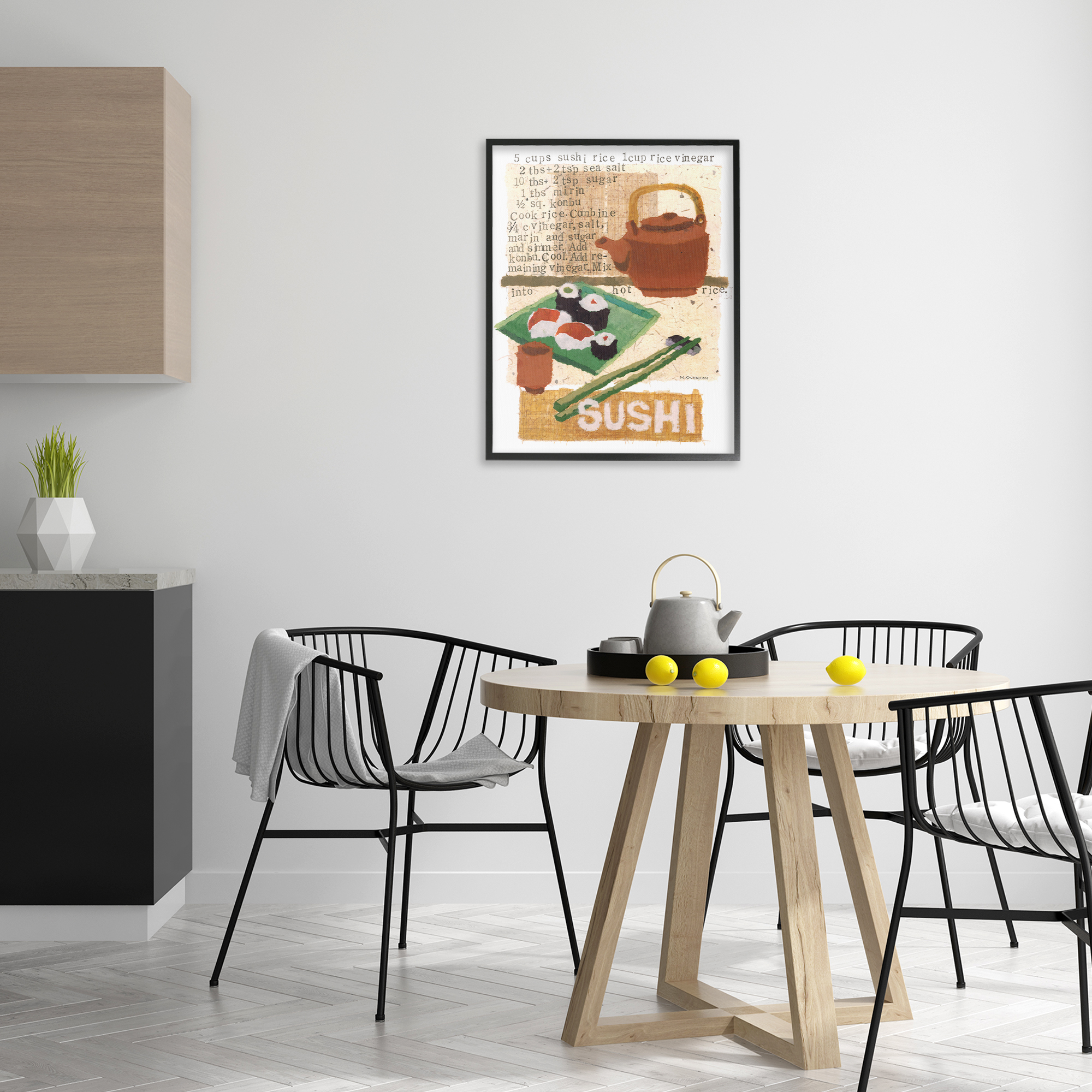 Stupell Industries Traditional Sushi Recipe Food & Beverage Painting Black Framed Art Print Wall Art, 24 x 30