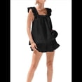 thumbnail image 2 of Conjunto de Pijama de Algodón de Dos Piezas para Mujer, con Volantes y Pantalones Cortos Informales, para Verano. Negro M, 2 of 8