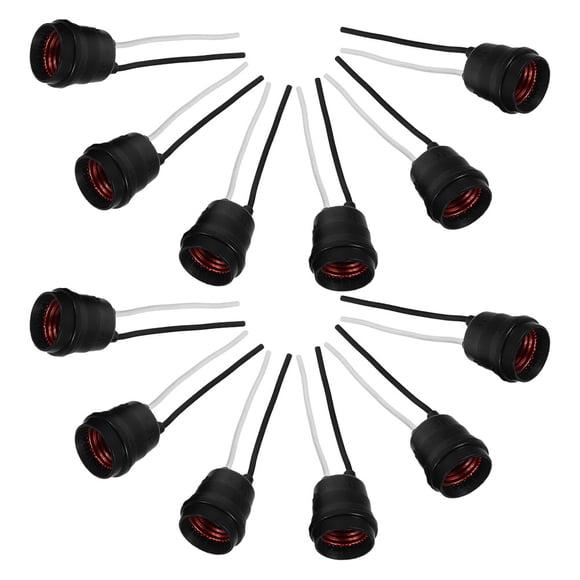 QUMIIRITY 12Pcs Waterproof E27 Lamp Holder Black Light Socket with Cord for Outdoor and Damp Areas
